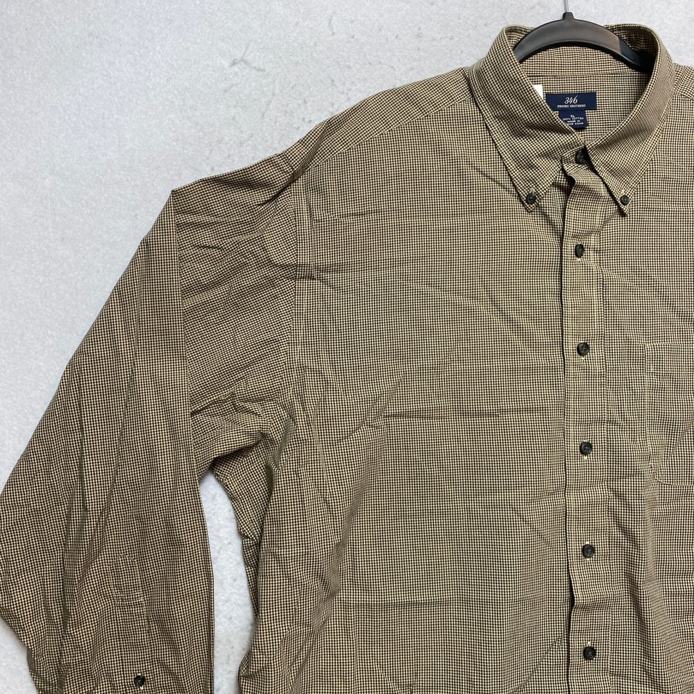Brooks Brothers Shirt Mens XL Brown 346 Button-Down Micro-Check Cotton - Picture 5 of 8